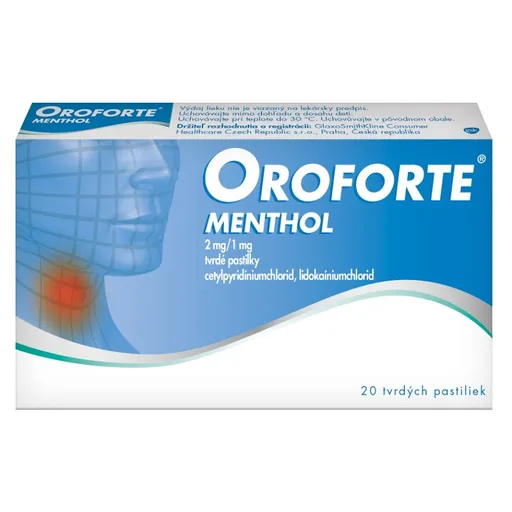 OROFORTE Menthol tvrdé pastilky 20 kusov