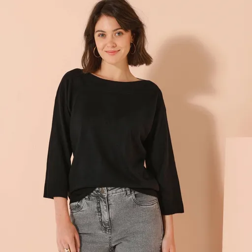 Pulóver s lodičkovým výstrihom a 7/8 rukávmi