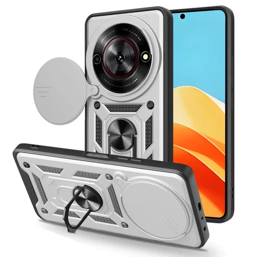 RING CAMERA Kryt s držiakom pre ZTE Blade A75 5G / Nubia Focus 5G strieborný