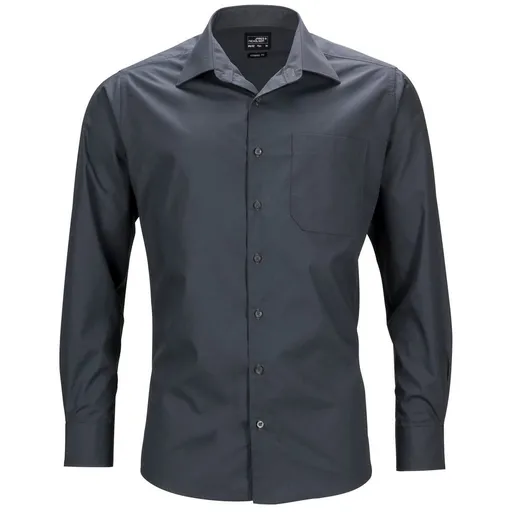 James & Nicholson (Daiber) Pánska košeľa s dlhým rukávom JN642 - Tmavošedá | XL