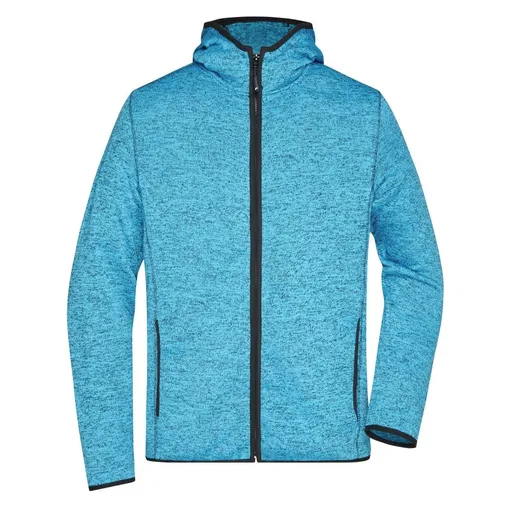 James & Nicholson (Daiber) Pánska mikina s kapucňou na zips JN589 - Modrý melír / čierna | 3XL