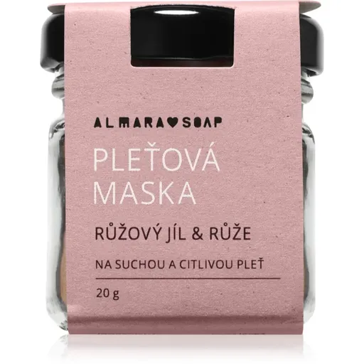 Almara Soap Face Pink Clay & Rose upokojujúca pleťová maska pre veľmi suchú a citlivú pleť 20 g