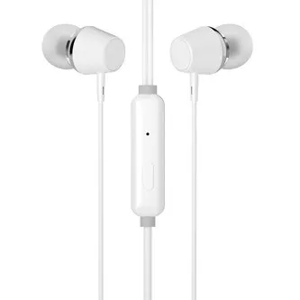 HP DHE-7000 sluchátka s mikrofónom, drôtová, biela, 2.0, špuntové typ 3.5 mm jack