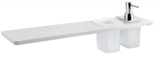 ABELINE polica, pohár + dávkovač/chróm, 500mm, rockstone, biela mat AE502-0101-02