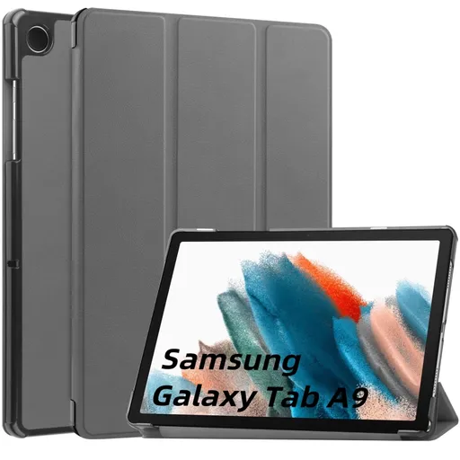 LEATHER Zaklápací kryt Samsung Galaxy Tab A9 šedý