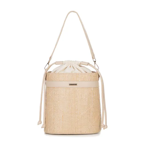 Dámska kabelka vak s pletenou textúrou béžová