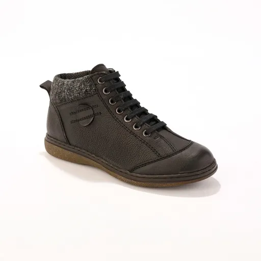 Kožené vysoké topánky so šnúrkami a zipsom