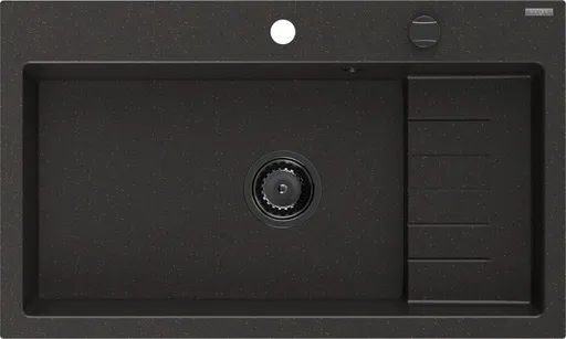 MEXEN/S MEXEN/S - Omar granitový drez 800 x 480 mm, čierna/zlatá metalik, čierny sifón 6520801005-75-B