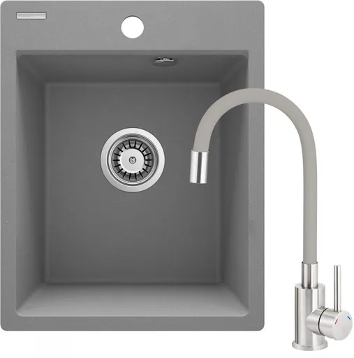 DEANTE DEANTE - Drez Corio z granitu šedého metalického, s batériou, 1-drez ZRCPS103