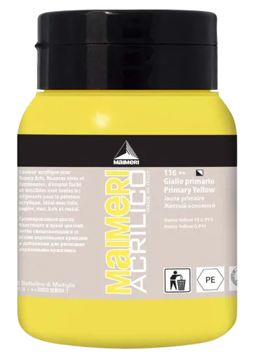 MAIMERI ACRILICO - Akrylové farby 116 - primary yellow, 0,5 L