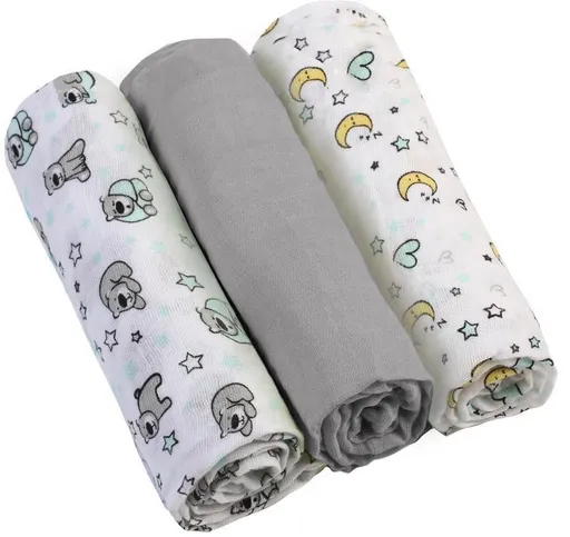 BABYONO Plienky mušelínové (70x70 cm) - Super soft 3 ks - Šedá