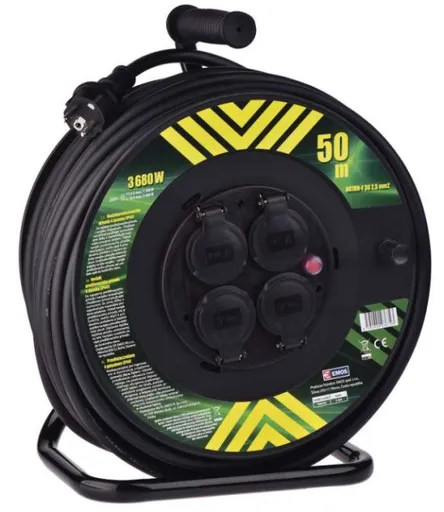 Emos predlžovací bubon - 4 zásuvky, 50m, 2.5mm, guma, IP44