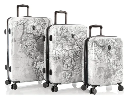 Sada cestovných kufrov Heys Journey 3G S,M,L Black/White Map