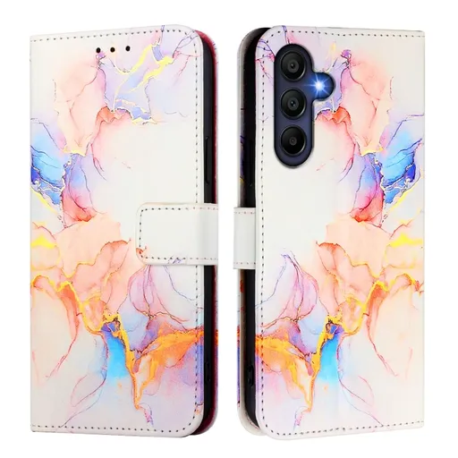 ART MARBLE Peňaženkový kryt pre Samsung Galaxy A26 WHITE ORANGE