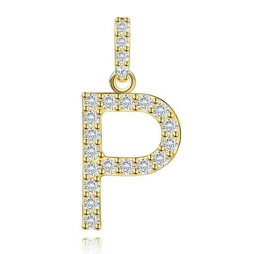 Prívesok z 9K žltého zlata s písmenom P a zirkónmi