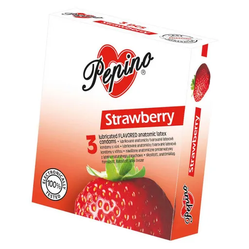 PEPINO prezervatívy kondómy jahoda 3 kusy