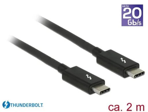 Delock Thunderbolt™ 3 (20 Gb/s) USB-C™ kábel samec > samec pasívny 2,0 m 3 A čierny