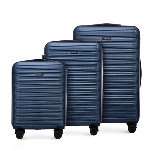 Sada ABS kufrov s horizontálnym razením, tmavomodrá 56-3A-00S-90