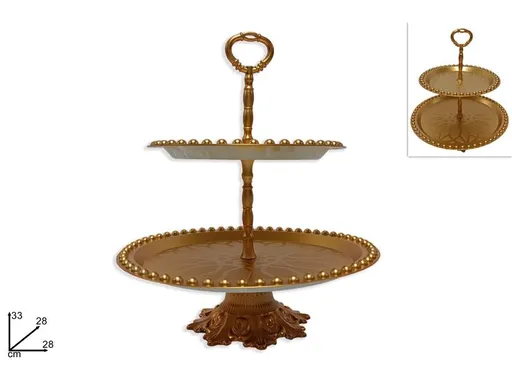 MAKRO - Etažérka 2 poschodová zlatá