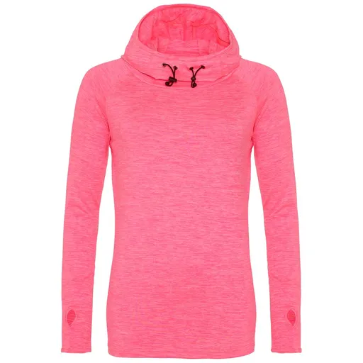 Just Cool Dámska mikina s vysokým golierom s kapucňou Cool - Ružový melír | L