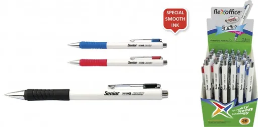 Guľôčkové pero Flexoffice Senior Hibiscus plast 0,7mm modré telo biele