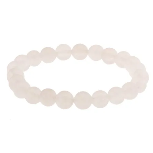 Náramok na ruku so sklenenými guľôčkami, biela matná farba, gumička