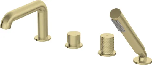 DEANTE - Silia Hexa kartáčované zlato Vaňová batéria, 4-dielna, so sprchovacím setom BHS_R14M