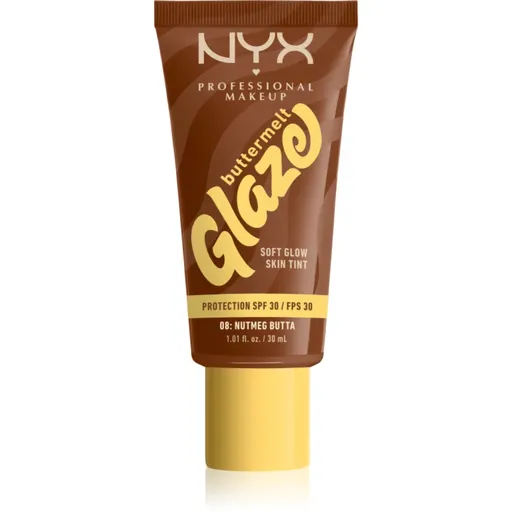 NYX Professional Makeup Buttermelt Glaze rozjasňujúci tónovací fluid SPF 30 odtieň 08 Nutmeg Butta ml