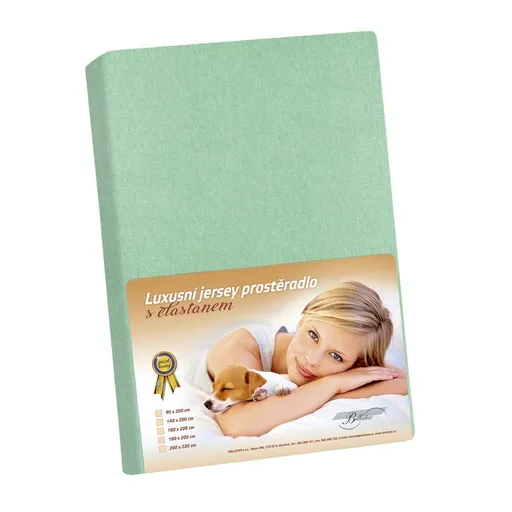 Bellatex Jersey prestieradlo s elastanom zelená, 180 x 200 cm