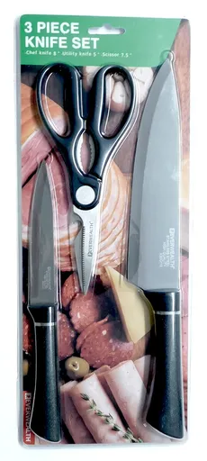 MAKRO - 3-dielny set, 2 x nôž a 1 x nožnice