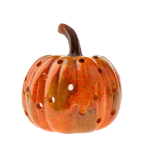 Jesenný keramický svietnik Tekvica, 9 x 15 cm