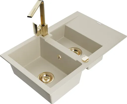 MEXEN/S MEXEN/S - Gaspar granitový drez 1.5 s odkvapkávačom vrátane batérie Rita, béžový 6507-69-670300-50