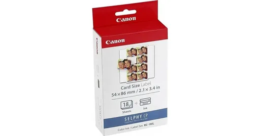 Canon KC-18IL 7740A001AG,  22x17,3mm, 18ks, biele etikety + atramentová fólia