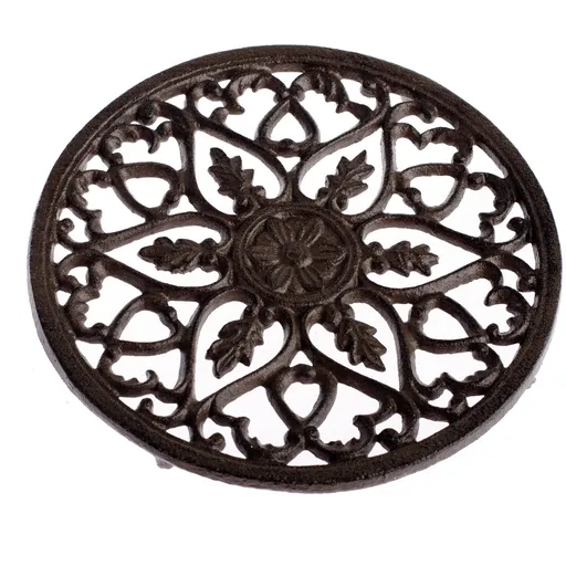 Liatinová podložka pod hrniec Mandalle čierna, pr. 19 cm