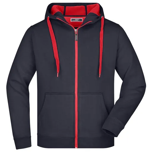 James & Nicholson (Daiber) Pánska dvojfarebná mikina JN355 - Tmavomodrá / červená | L