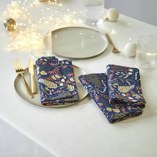 Textilné obrúsky s potlačou lístkov, súpr. 3 ks