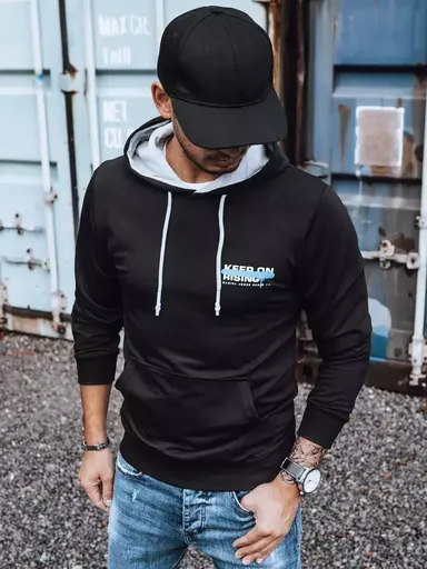 Čierna štýlová mikina bez zapínania