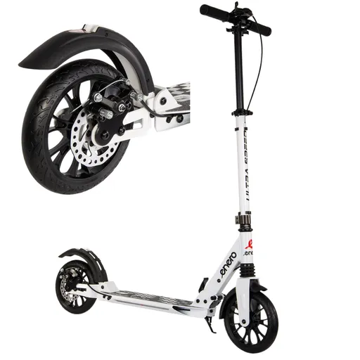 Skladacia kolobežka ENERO ULTRA SPEED s kotúčovou brzdou, 200mm, biela