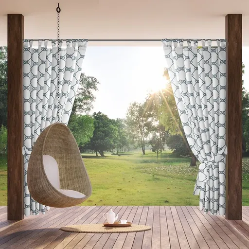 ArtFir Záves na terasu GARDEN 16 PU | biela/tmavomodrá 155 x 240 cm