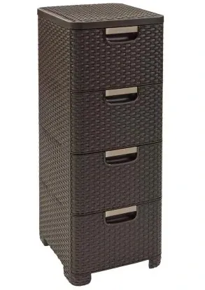 CURVER Zásuvkový regál RATTAN 4x14L | hnedá