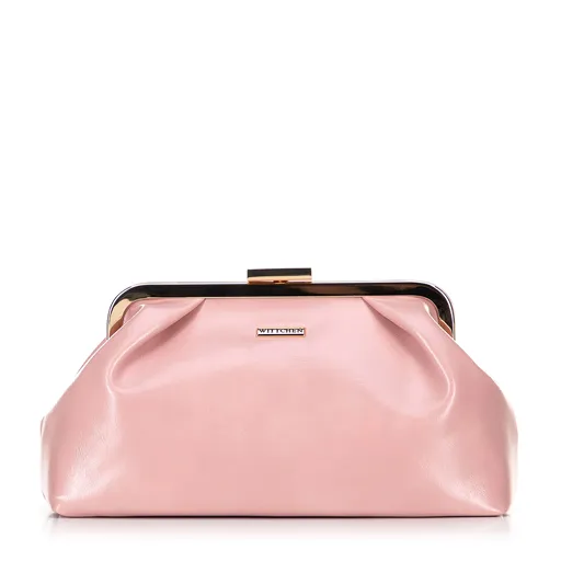 Dámska kabelka z imitácie kože so zapínaním na kovovú sponu ružová 100-4Y-226-P