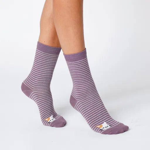 Súprava 3 párov pruhovaných ponožiek so zvieratami