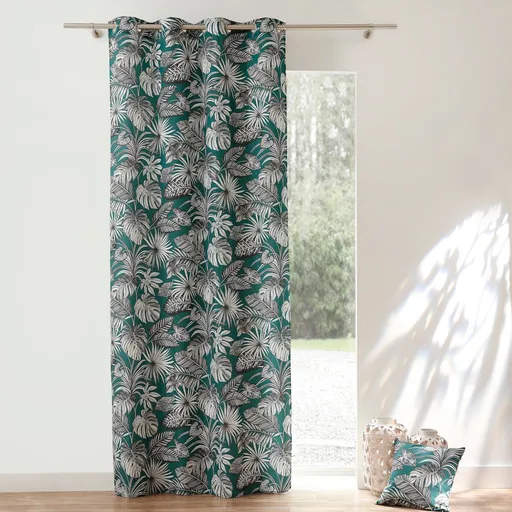 Zatemňovací záves s tropickým vzorom, s kovovými očkami