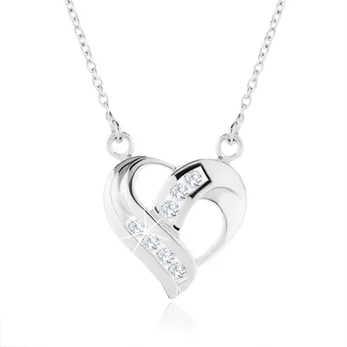 Strieborný náhrdelník 925, prívesok srdca - zatočené línie, číre zirkóny