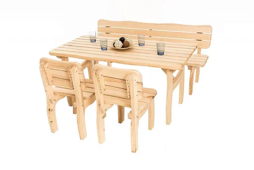 DEOKORK Masívne záhradná zostava z borovice VIKING 1+2+1 (40 mm) - rôzne dĺžky 150 cm