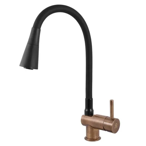 RAV SLEZÁK Seina drezová batéria so silikónovým ramienkom čierna matná/stará mosadz se908.0/13sm SE908.013SM