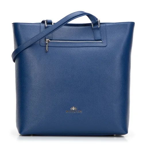 Veľká kožená shopperka tmavomodrá