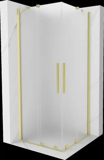 MEXEN/S - Velar Duo sprchovací kút, posuvné dvere 80 x 80, dekor, zlato kartáčovaná 871-080-080-32-55