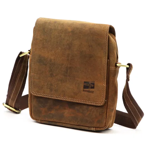 Pánska kožená crossbody taška – hnedá Nordee