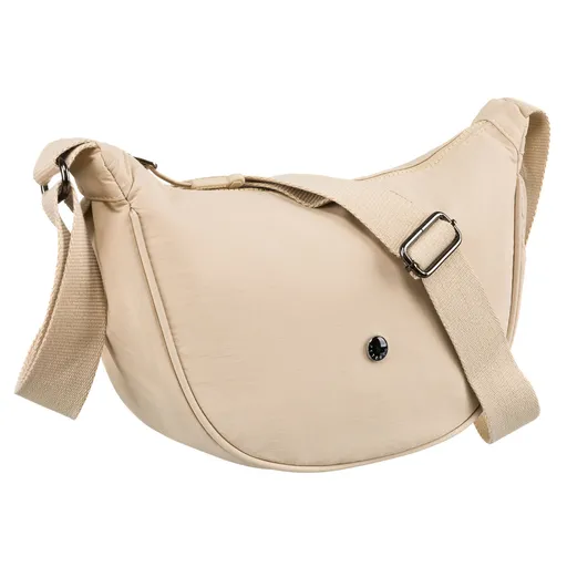 Beżowa torebka damska z poliestru zawieszona na regulowanym pasku - Peterson